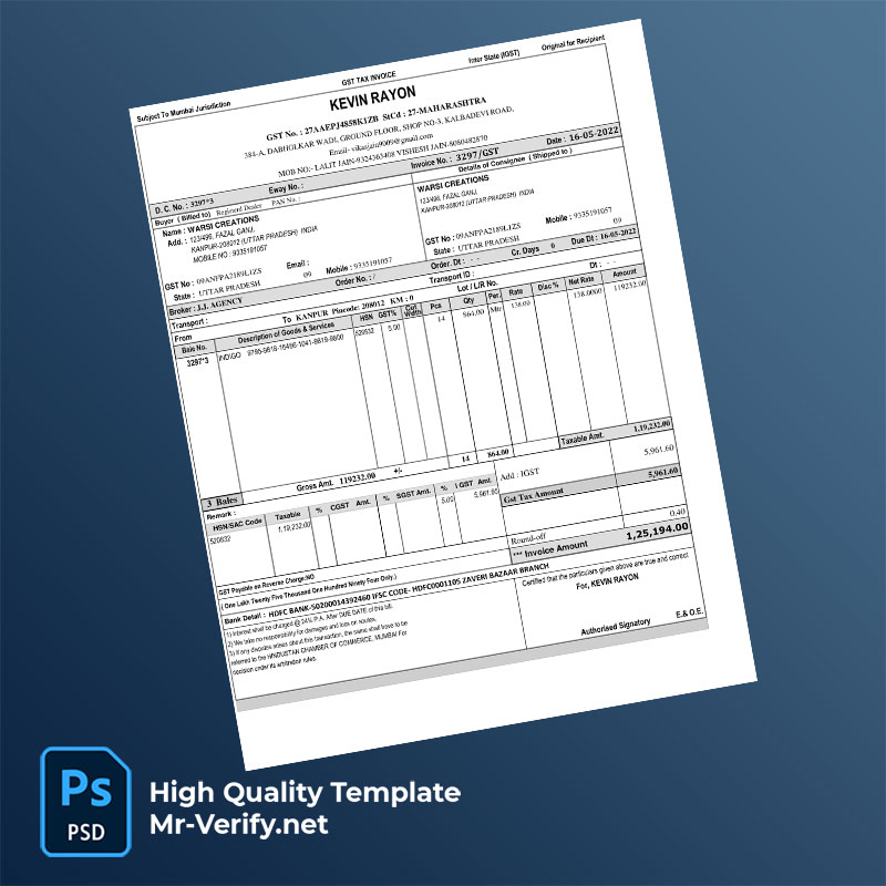 India Kevin Rayon Editable GST Tax Invoice Template in Word and PDF formats India Kevin Rayon Editable GST Tax Invoice Template in Word and PDF formats