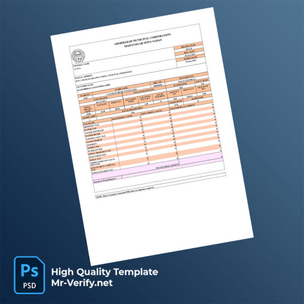 India Municipal Corporation Editable Property Tax Bill Template in Word and PDF formats India Municipal Corporation Editable Property Tax Bill Template in Word and PDF formats