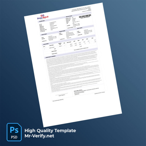 India SMILE Courier Services Editable Courier Invoice Template in Word and PDF formats