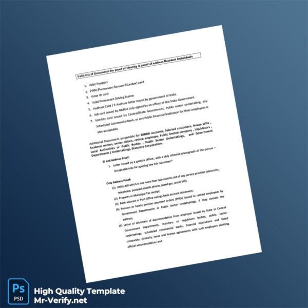 India Editable Identity and Address Proof Document Template in Word and PDF formats 2 page