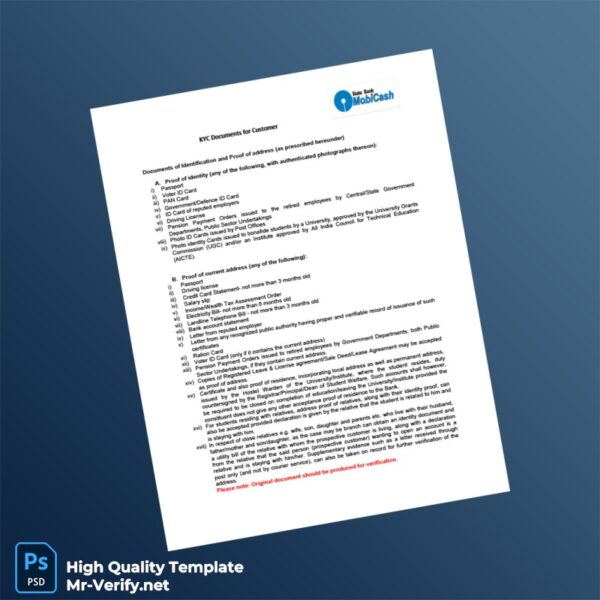 India Editable KYC Document Template in Word and PDF formats