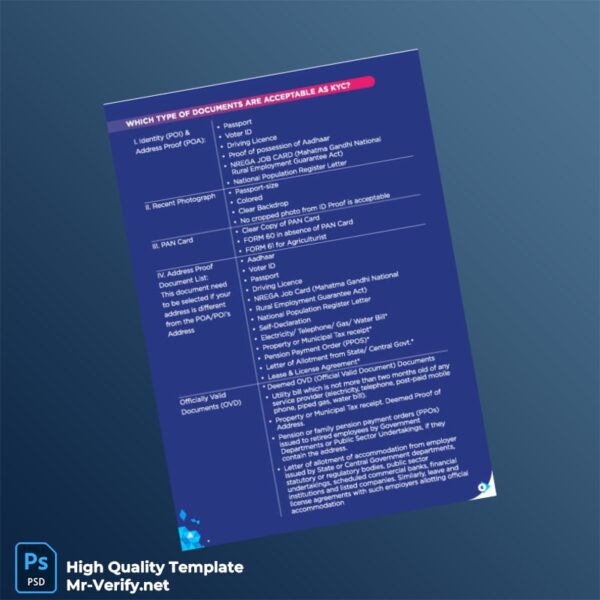 India Editable KYC Documents Template in Word and PDF formats