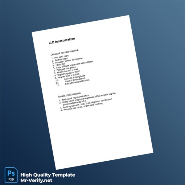 India Editable LLP Formation Template in Word and PDF formats