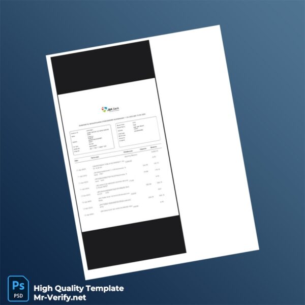 India J K Bank Statement Template in Word and PDF formats