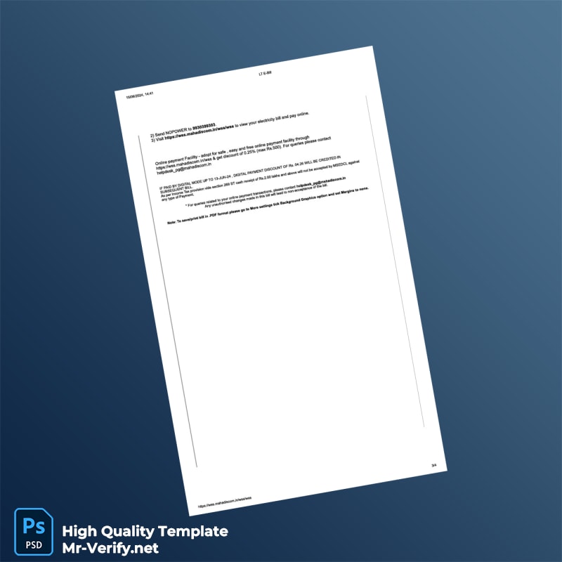 India Maharashtra State Electricity Distribution Co Ltd Editable Electricity Bill Template in Word and PDF formats 4 page India Maharashtra State Electricity Distribution Co Ltd Editable Electricity Bill Template in Word and PDF formats 4 page