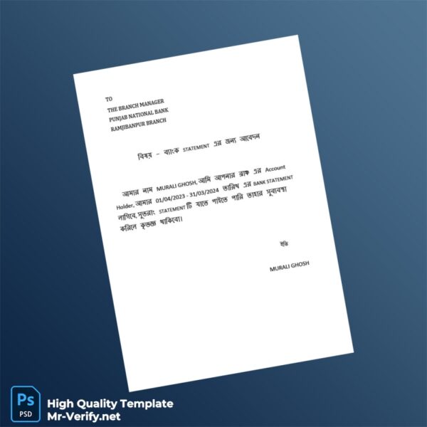 India Punjab National Bank Bank Statement Template in Word and PDF formats