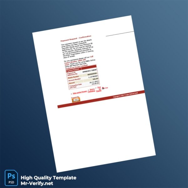 India Vodafone Essar Limited Editable Payment Confirmation Template in Word and PDF formats