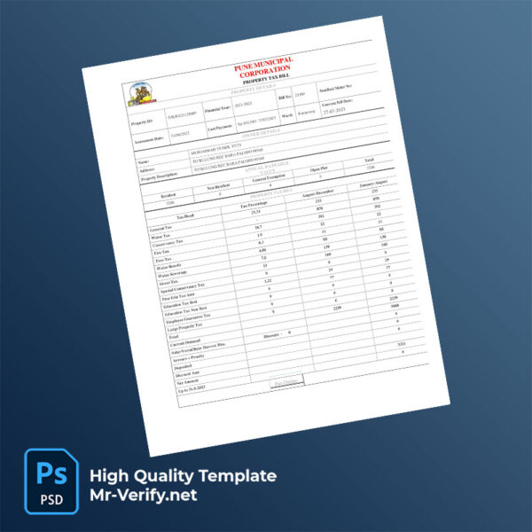Indonesia South Sulawesi Makassar City Government Editable Property Tax Bill Template in Word and PDF formats