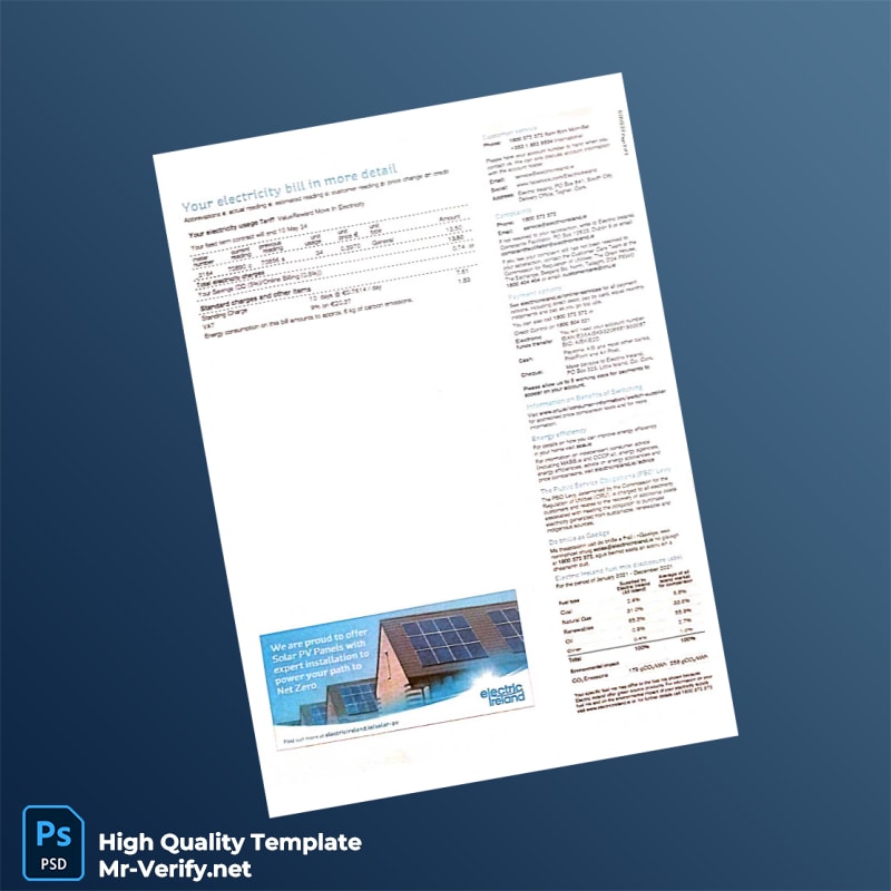 Ireland Electric Ireland Editable Electricity Bill Template in Word and PDF formats 2 page Ireland Electric Ireland Editable Electricity Bill Template in Word and PDF formats 2 page