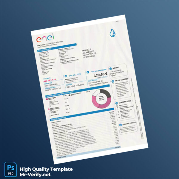 Italy Enel Energia Editable Gas Bill Template in Word and PDF formats