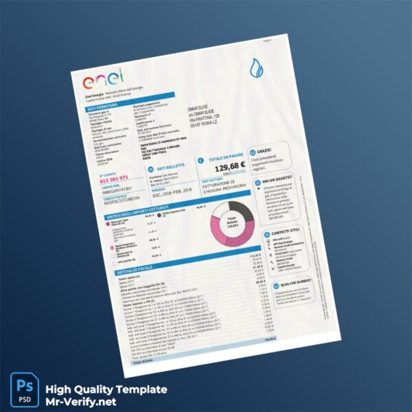 Italy Gas Provider Editable Utility Bill Template in Word and PDF formats