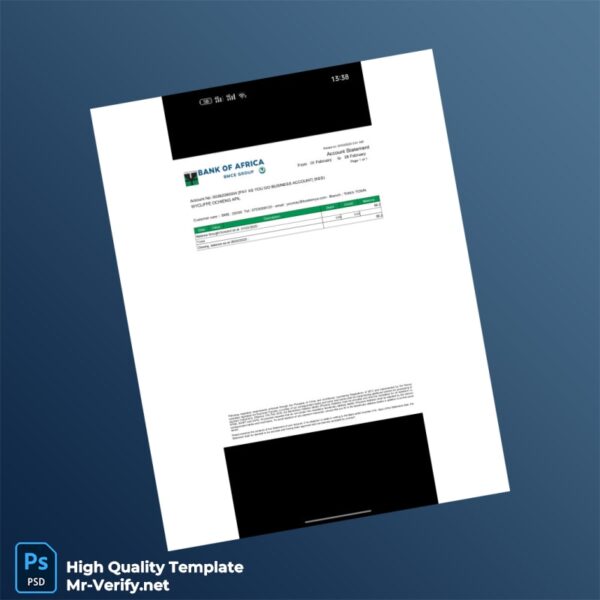 Kenya Bank of Africa Account Statement Template in Word and PDF formats