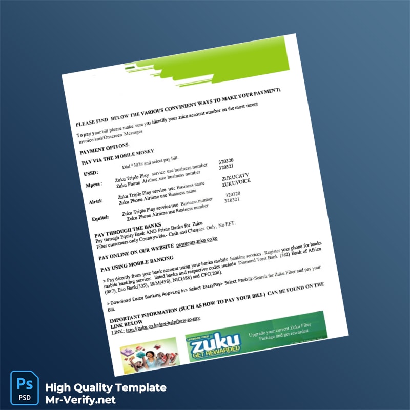 Kenya Wananchi Group K Ltd Editable Internet Bill Template in Word and PDF formats 2 page Kenya Wananchi Group K Ltd Editable Internet Bill Template in Word and PDF formats 2 page