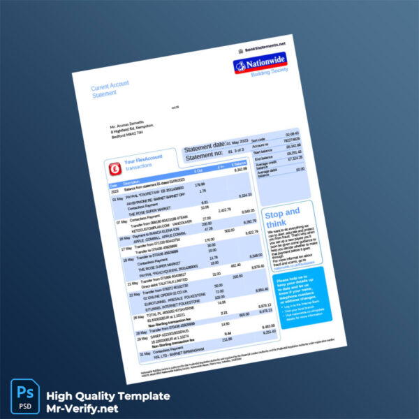Malawi NBS Bank Statement Template in Word and PDF formats 2 page