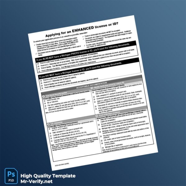 Michigan Editable Requirements For ID Template in Word and PDF formats