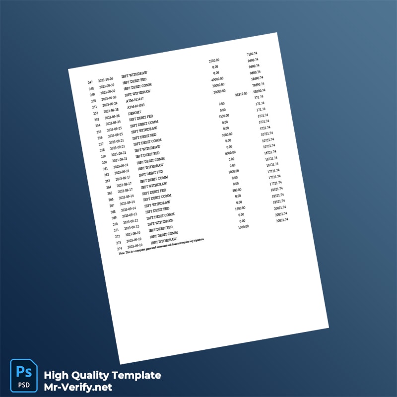 National Bank Statement Template in Word and PDF formats 7 page National Bank Statement Template in Word and PDF formats 7 page