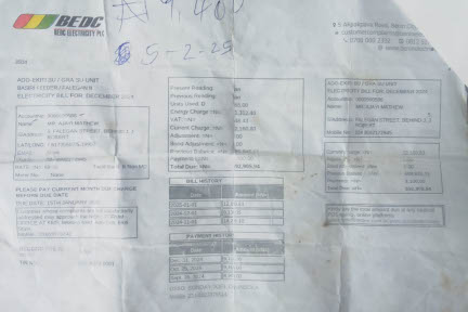Nigeria BEDC Editable Electricity Bill Template in Word and PDF formats