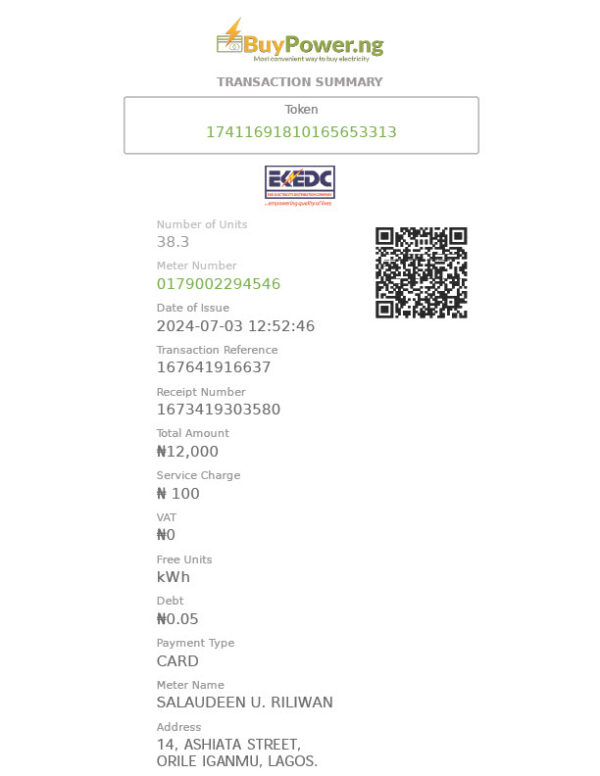 Nigeria EKEDC Editable Utility Bill Template in Word and PDF formats 2 page