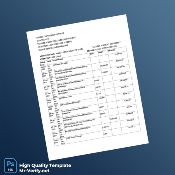 Nigeria Document Type Template in Word and PDF formats 2 page