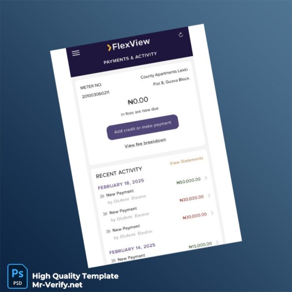 Nigeria Editable Utility Bill Template in Word and PDF formats 2 page