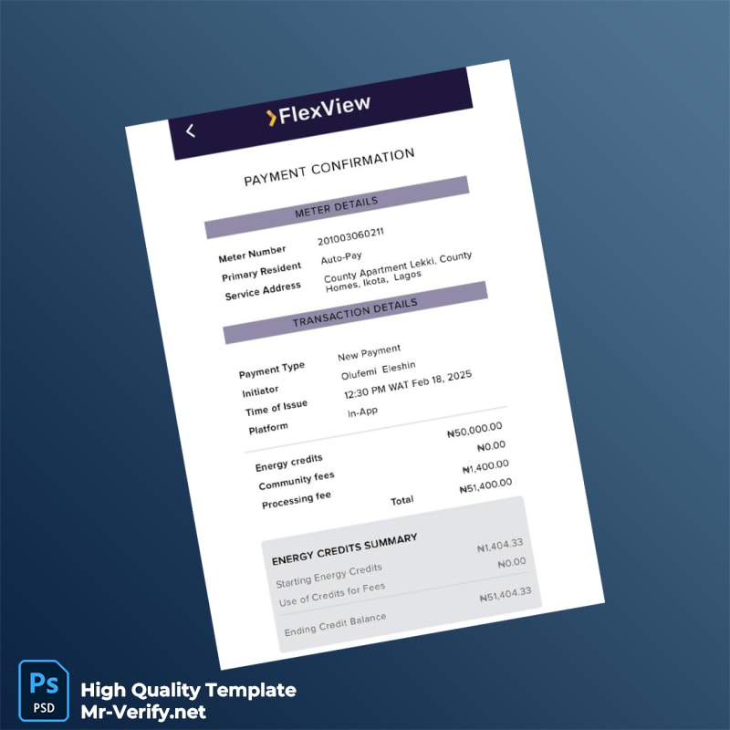 Nigeria Editable Utility Bill Template in Word and PDF formats 2 page Nigeria Editable Utility Bill Template in Word and PDF formats 2 page