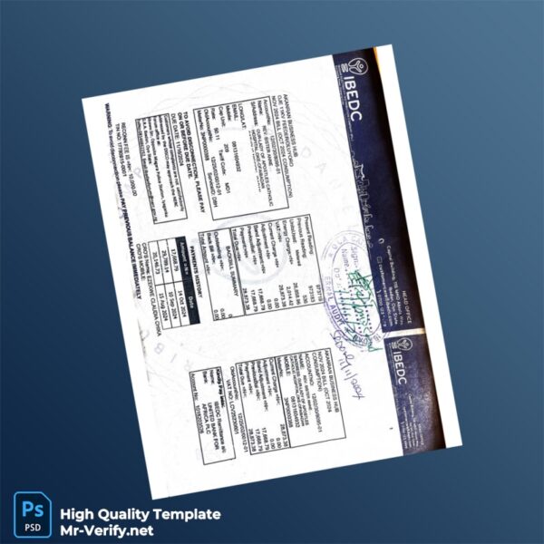 Nigeria IBEDC Editable Utility Bill Template in Word and PDF formats