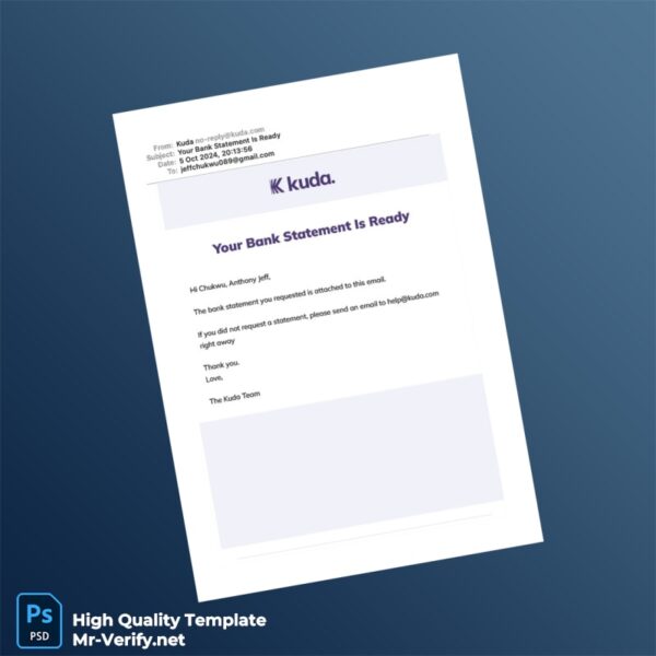 Nigeria Kuda Bank Statement Template in Word and PDF formats 3 page