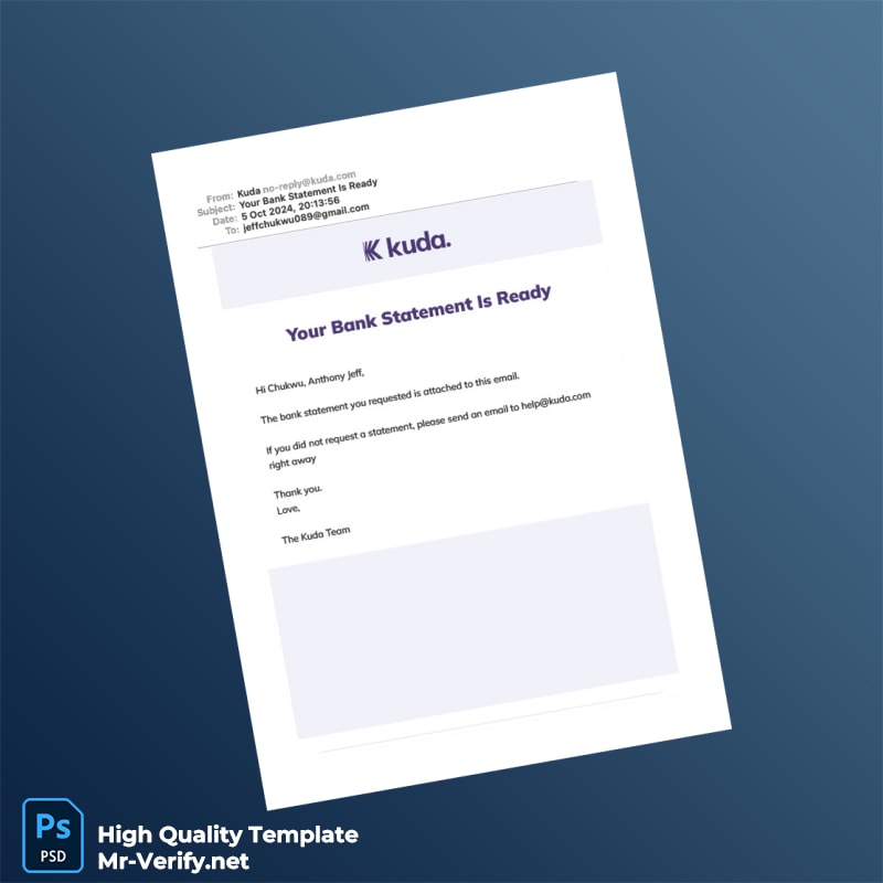 Nigeria Kuda Bank Statement Template in Word and PDF formats 3 page Nigeria Kuda Bank Statement Template in Word and PDF formats 3 page