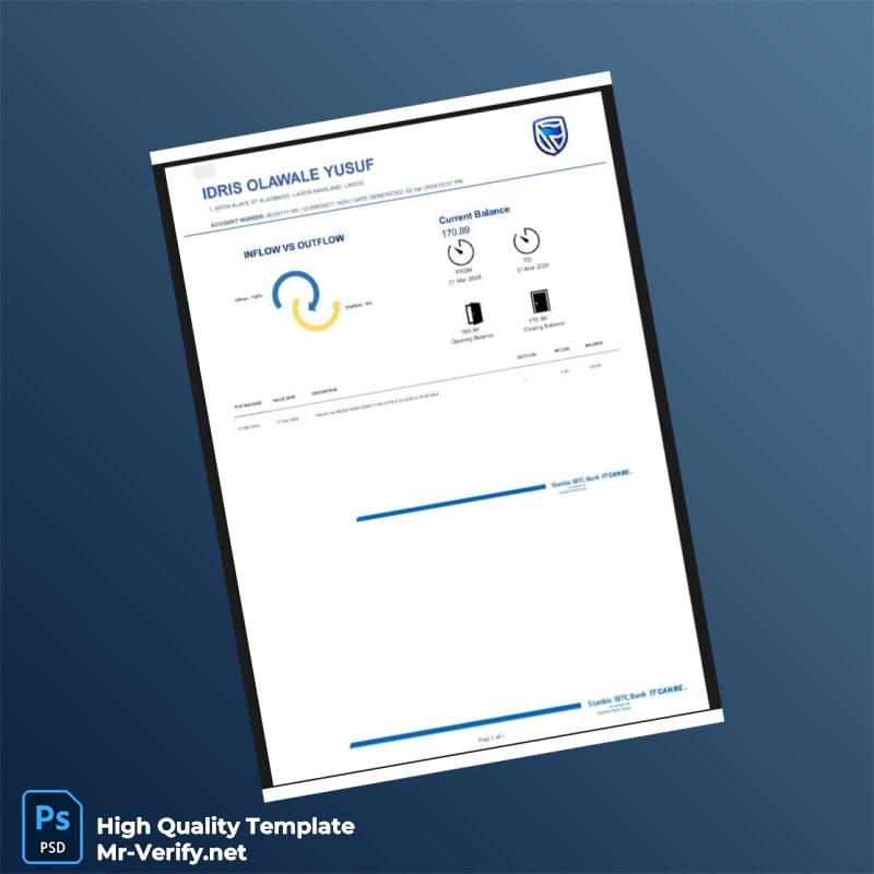 Nigeria Stanbic IBTC Bank Statement Template in Word and PDF formats Nigeria Stanbic IBTC Bank Statement Template in Word and PDF formats