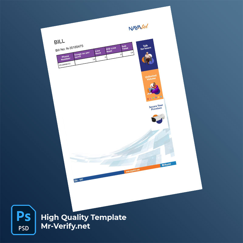 Pakistan Nayatel Editable Internet and TV Bill Template in Word and PDF formats Pakistan Nayatel Editable Internet and TV Bill Template in Word and PDF formats