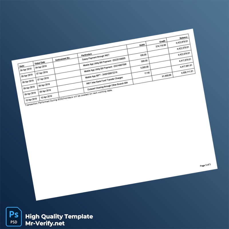 Pakistan Askari Bank Editable Account Statement Template in Word and PDF formats 3 page Pakistan Askari Bank Editable Account Statement Template in Word and PDF formats 3 page