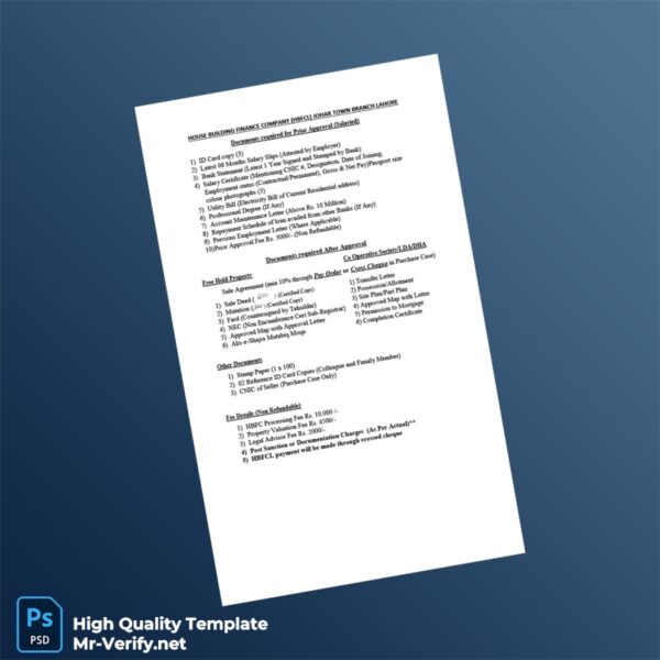 Pakistan House Building Finance Company Editable Document Template in Word and PDF formats 3 page