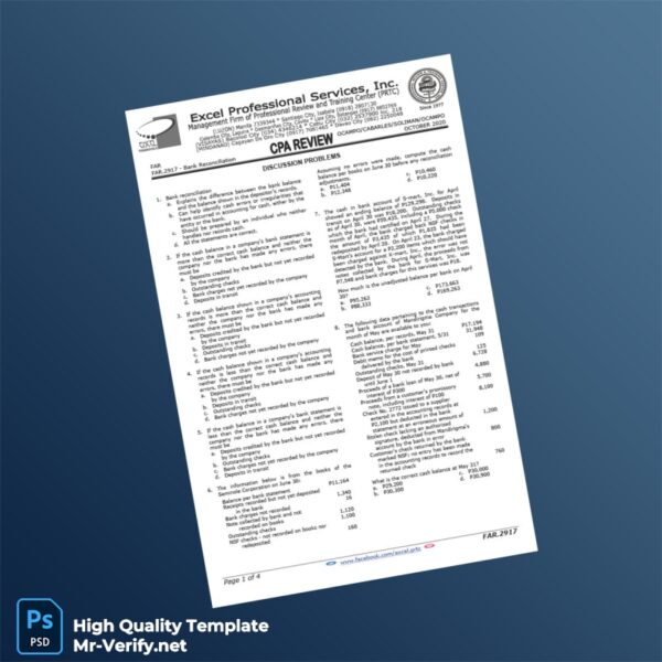 Philippines Editable Bank Reconciliation Template in Word and PDF formats 4 page