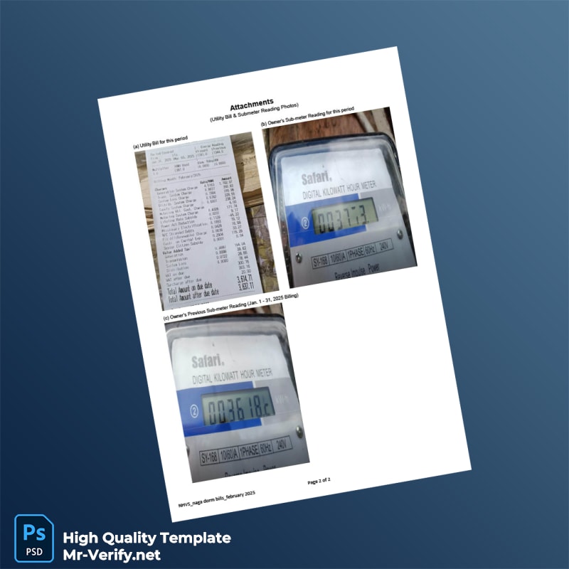 Philippines Editable Utility Bill Template in Word and PDF formats 2 page Philippines Editable Utility Bill Template in Word and PDF formats 2 page