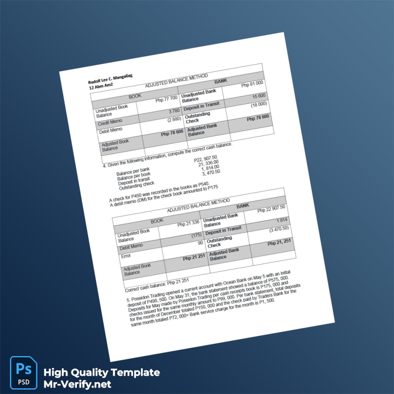 Philippines Gold Bank Statement Template in Word and PDF formats 4 page Philippines Gold Bank Statement Template in Word and PDF formats 4 page