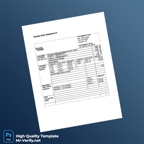 SK Bank Statement Template in Word and PDF formats