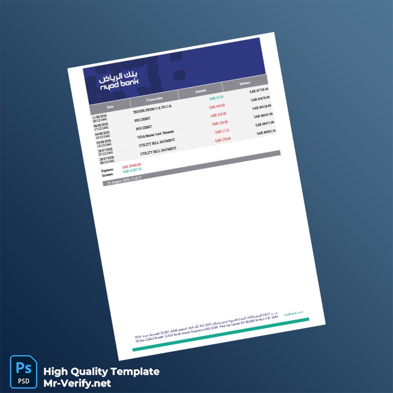 Saudi Arabia Editable Transaction History Template in Word and PDF formats 2 page Saudi Arabia Editable Transaction History Template in Word and PDF formats 2 page