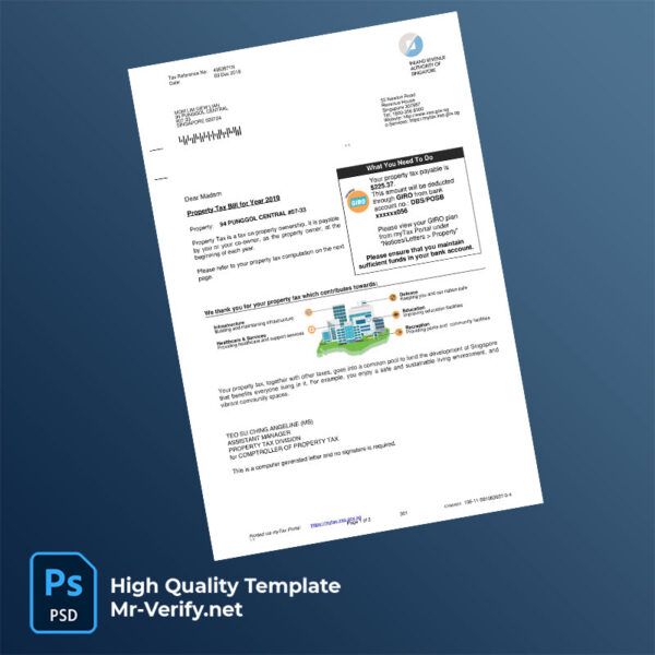 Singapore Inland Revenue Authority of Singapore Editable Property Tax Bill Template in Word and PDF formats Singapore Inland Revenue Authority of Singapore Editable Property Tax Bill Template in Word and PDF formats