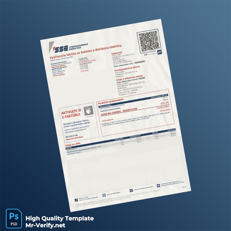 Slovakia Editable Utility Bill Template in Word and PDF formats Slovakia Editable Utility Bill Template in Word and PDF formats
