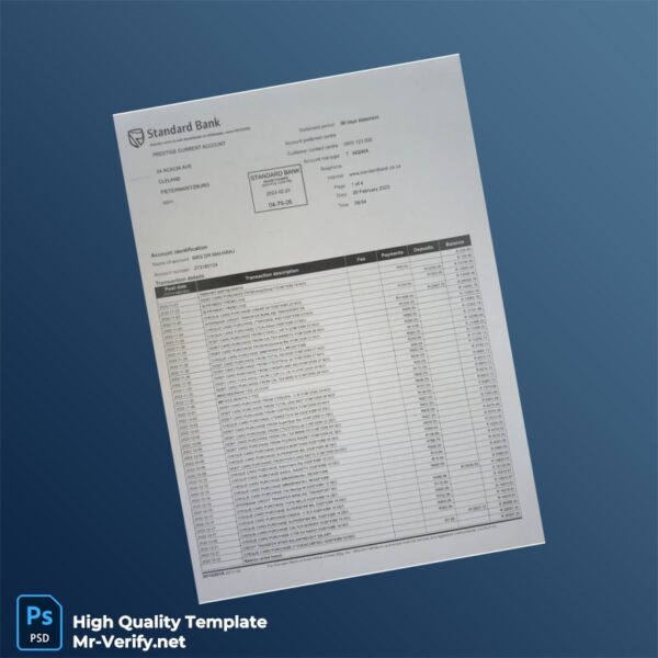 South Africa Standard Bank Bank Statement Template in Word and PDF formats 4 page