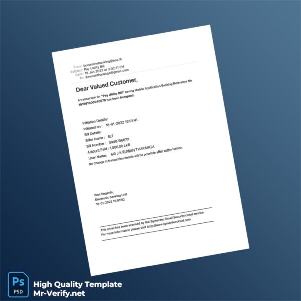 Sri Lanka SLT Editable Utility Bill Template in Word and PDF formats