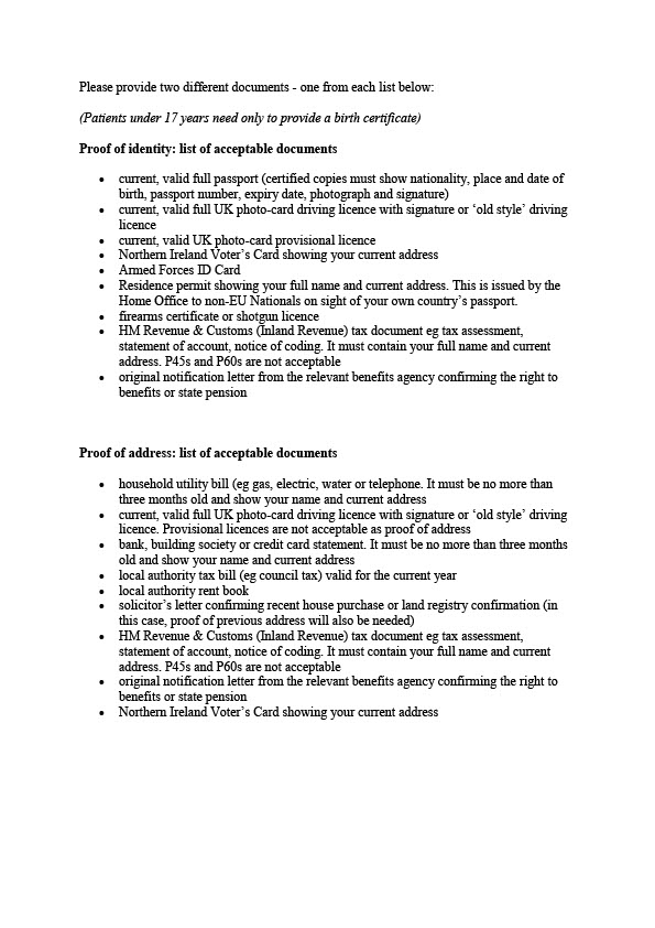 UK Editable Proof of Identity List Template in Word and PDF formats