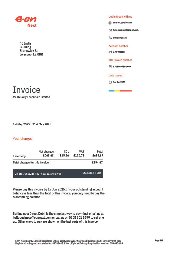 UK Editable Utility Bill Template in Word and PDF formats 4 page