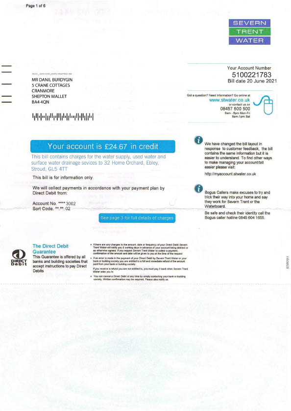 UK Severn Trent Editable Water Bill Template in Word and PDF formats