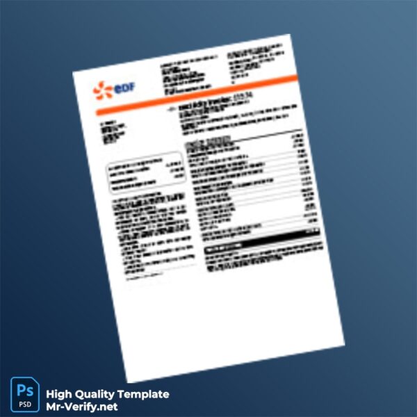 UK EDF Editable Electricity Bill Template in Word and PDF formats