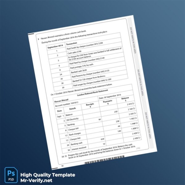 UK London National Bank Bank Reconciliation Statement Template in Word and PDF formats 3 page