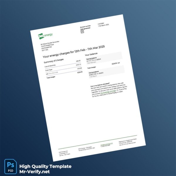 UK OVO Energy Editable Electricity Bill Template in Word and PDF formats 4 page