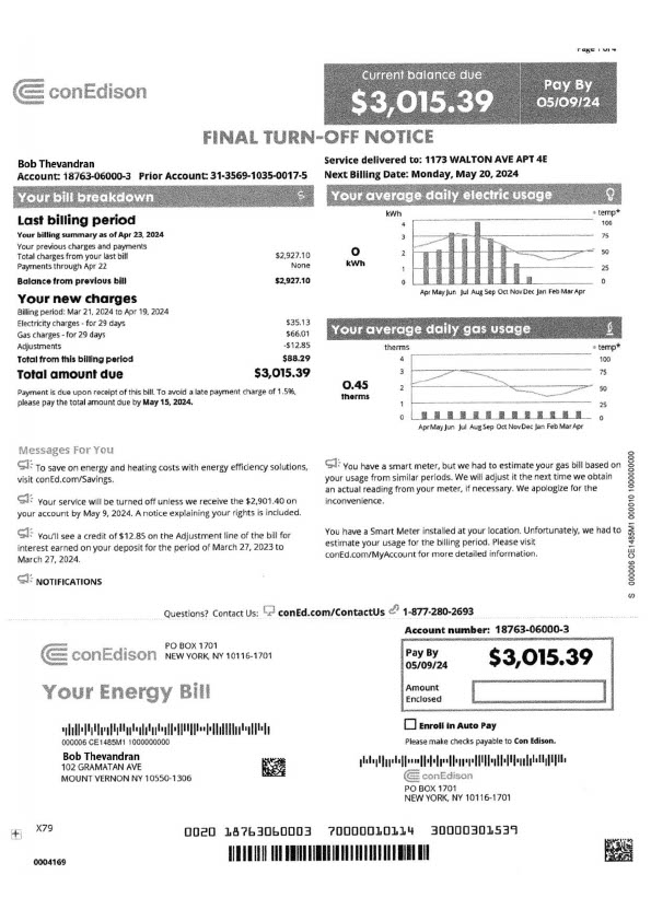 US Con Edison Editable Electricity Bill Template in Word and PDF formats 4 page