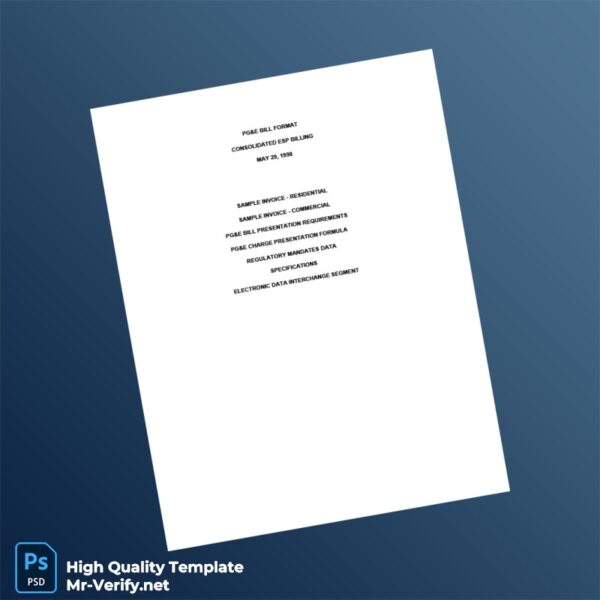 US Pacific Gas And Electric Company Editable Utility Bill Template in Word and PDF formats 8 page
