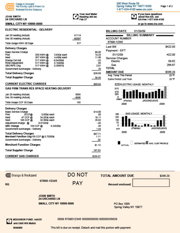 USA Acme Energy Editable Utility Bill Template in Word and PDF formats 2 page